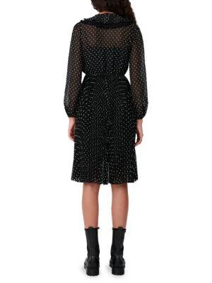 商品Maje|Ribul Pleated Polka Dot Muslin Dress,价格¥789,第2张图片详细描述