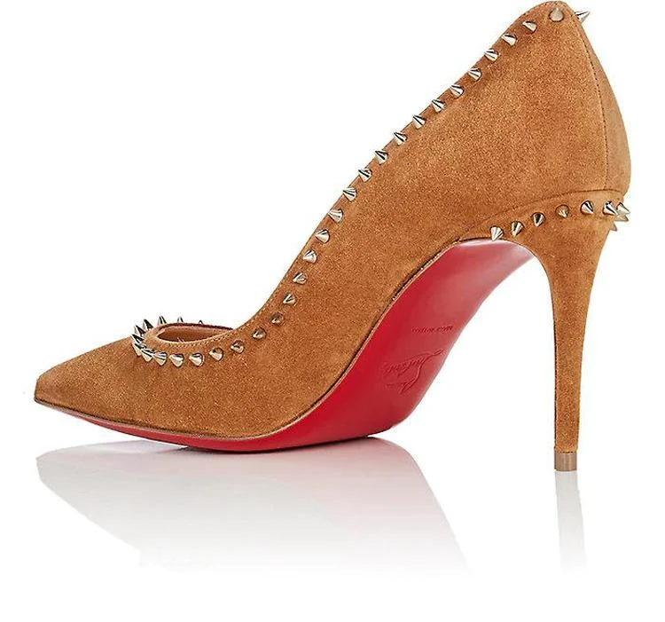 商品Christian Louboutin|麂皮铆钉红底鞋,价格¥6230,第3张图片详细描述