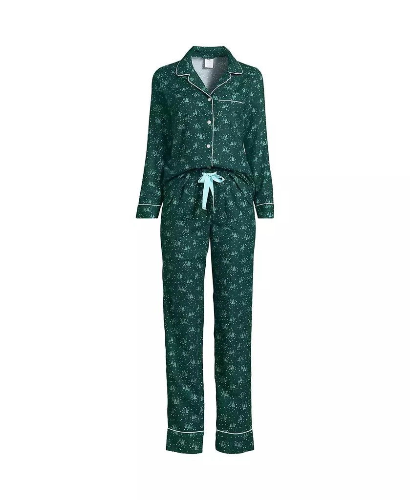 商品Lands' End|Women's Drapey Flannel 2 Piece Pajama Set - Top and Pants,价格¥463,第2张图片详细描述