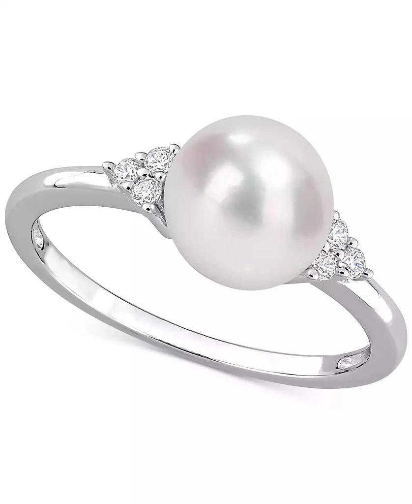 商品Macy's|Cultured Freshwater Pearl (7-1/2mm) & Cubic Zirconia Ring in Sterling Silver,价格¥524,第1张图片