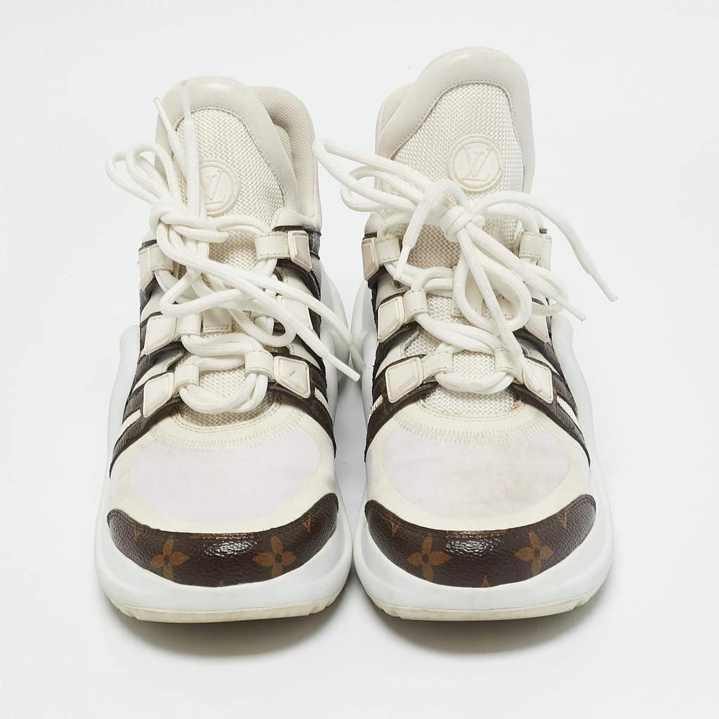 商品[二手商品] Louis Vuitton|Louis Vuitton White Mesh, Leather and Monogram Canvas Archlight Sneakers Size 37,价格¥4764,第3张图片详细描述
