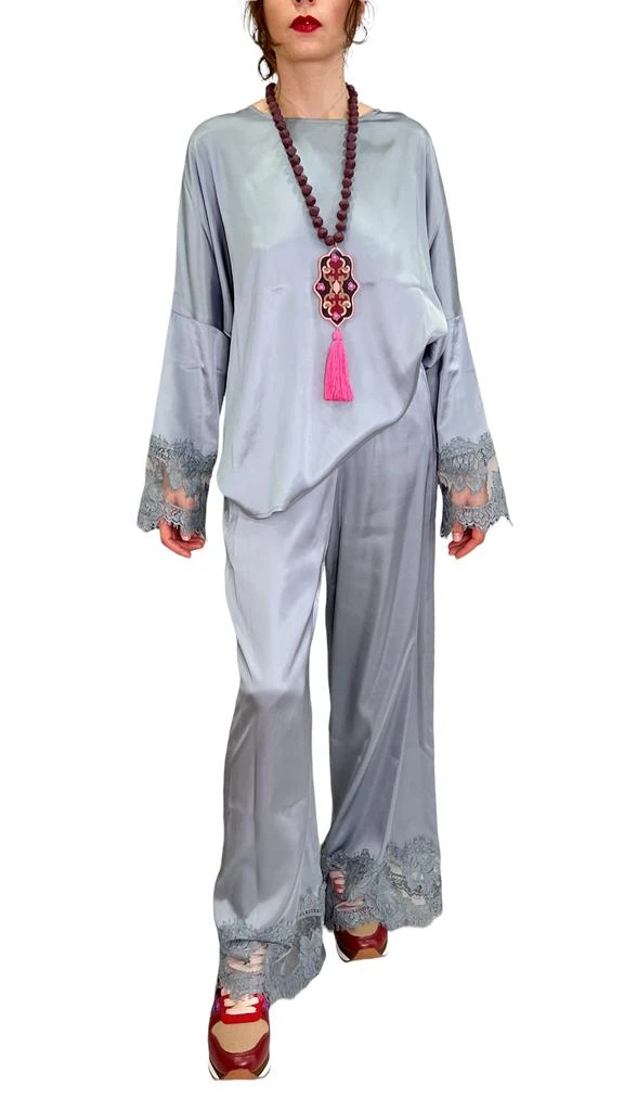 商品PINK MEMORIES|Pink Memories - Large trousers Perla gray lace border,价格¥2087,第1张图片