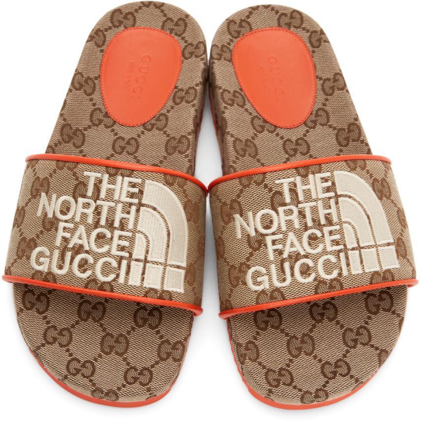 商品Gucci|驼色 The North Face 联名 Sideline 拖鞋,价格¥5649,第7张图片详细描述