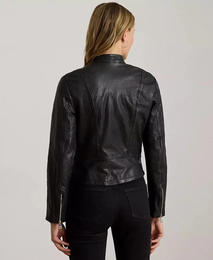 商品Ralph Lauren|Women's Tumbled Leather Moto Jacket,价格¥3706,第2张图片详细描述