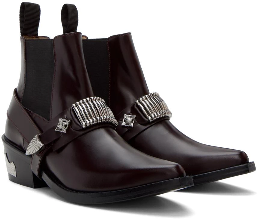 商品Toga Pulla|Burgundy Ankle Strap Chelsea Boots,价格¥1278,第4张图片详细描述