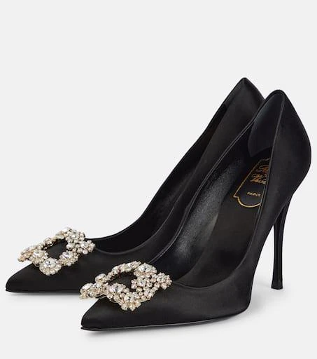 商品Roger Vivier|Flower Strass satin pumps,价格¥11714,第5张图片详细描述