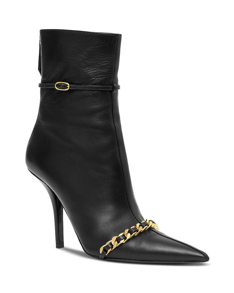 商品Burberry|Women's Andrea Pointed Toe Chain Trim High Heel Booties,价格¥12872,第1张图片