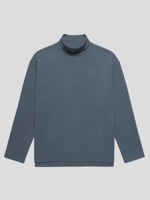 Knit Turtle Neck Long Sleeve T-Shirt_Ash Blue商品第2张图片规格展示