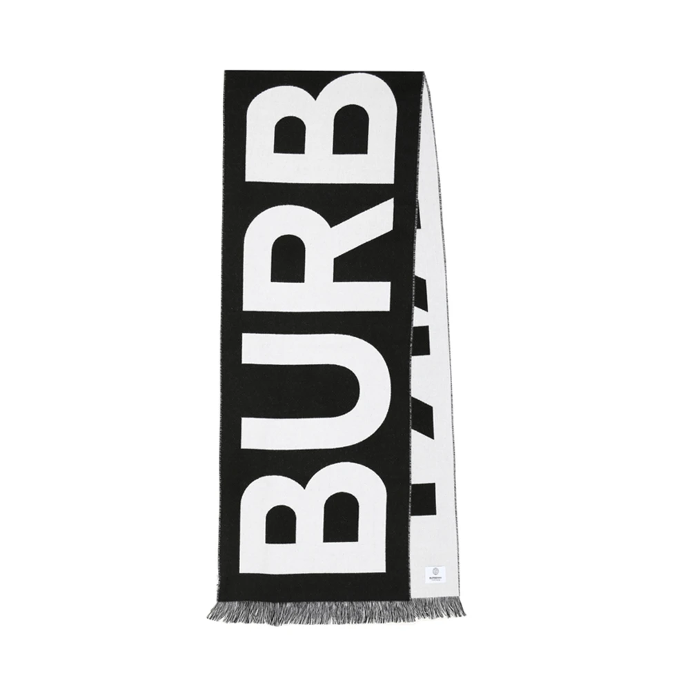 burberry 男士黑白拼色logo流苏围巾 8035524 商品