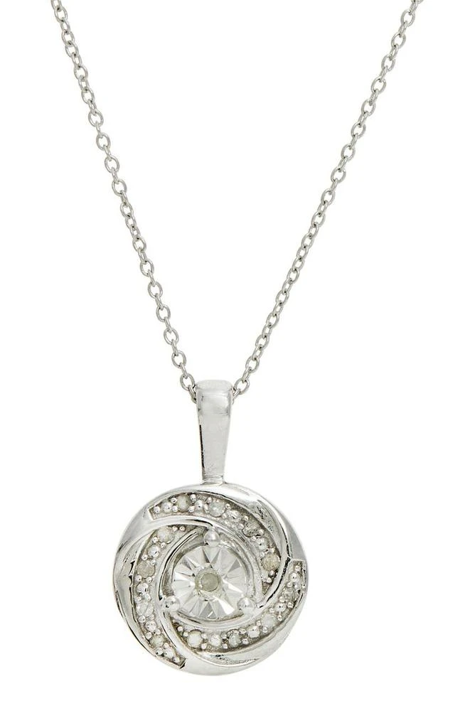 商品Savvy Cie Jewels|Sterling Silver Bright Cut Diamond Round Swirl Pendant Necklace - 0.10 ctw,价格¥246,第1张图片