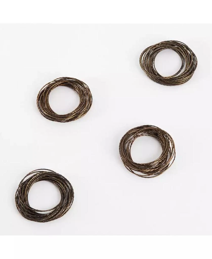 商品Saro Lifestyle|Metallic Bronze Metal Bangled Napkin Ring, Set of 4,价格¥121,第2张图片详细描述