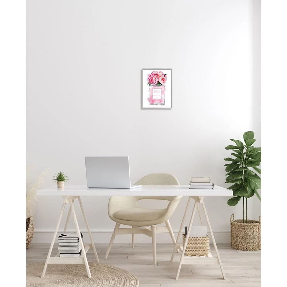 商品Stupell Industries|Glam Perfume Bottle V2 Flower Silver-Tone Pink Peony Gray Farmhouse Rustic Framed Giclee Texturized Art, 11" x 14",价格¥596,第2张图片详细描述