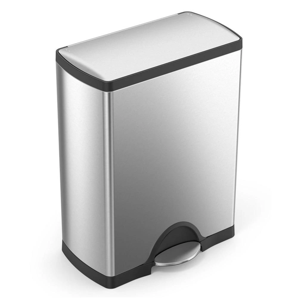 商品simplehuman|Brushed Stainless Steel 50 Liter Fingerprint Proof Rectangular Step Trash Can,价格¥641,第1张图片