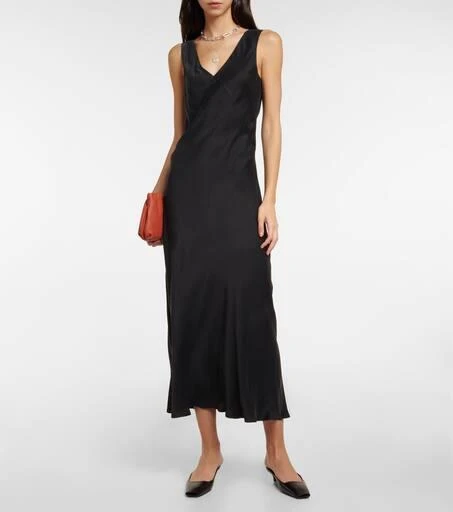 商品Asceno|Bordeaux silk satin slip dress,价格¥2641,第2张图片详细描述