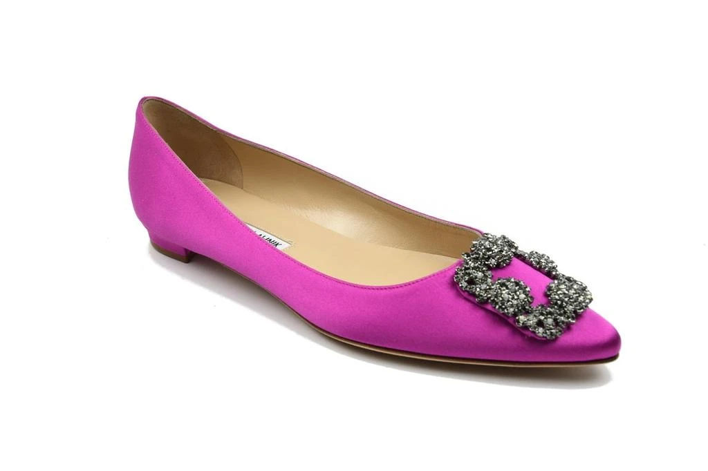 商品Manolo Blahnik|Manolo Blahnik Pink Hangisiflat Fuschia Satin,价格¥6135,第1张图片