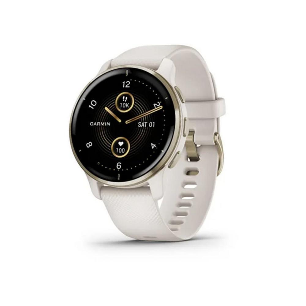 Unisex Venu 2 Cream Gold-tone Bezel with Ivory Silicone Band Smart Watch 43mm商品第3张图片规格展示