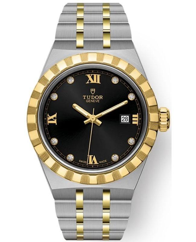 Tudor Royal Black Diamond Dial Stainless Steel and Yellow Gold Unisex Watch M28303-0005商品第1张图片规格展示