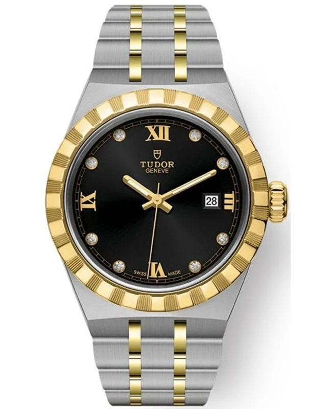 商品Tudor|Tudor Royal Black Diamond Dial Stainless Steel and Yellow Gold Unisex Watch M28303-0005,价格¥33220,第1张图片