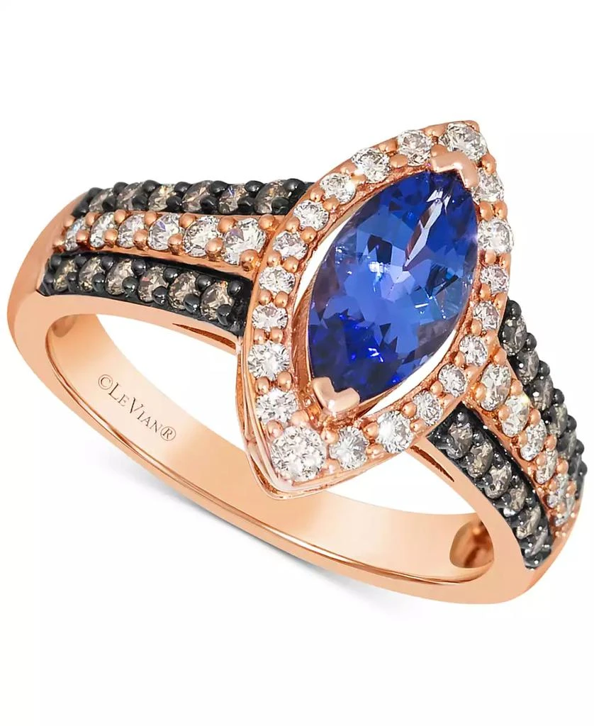 商品Le Vian|Blueberry Tanzanite (1 ct. t.w.), Nude Diamond (3/8 ct. t.w.) & Chocolate Diamond (1/4 ct. t.w.) Ring in 14k Strawberry Gold,价格¥36252,第1张图片