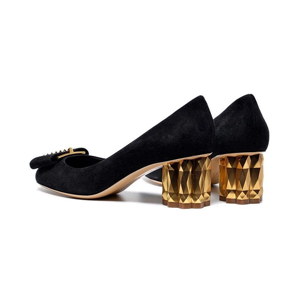 SALVATORE FERRAGAMO 女士黑色牛皮奢侈品高跟鞋 0715154 商品