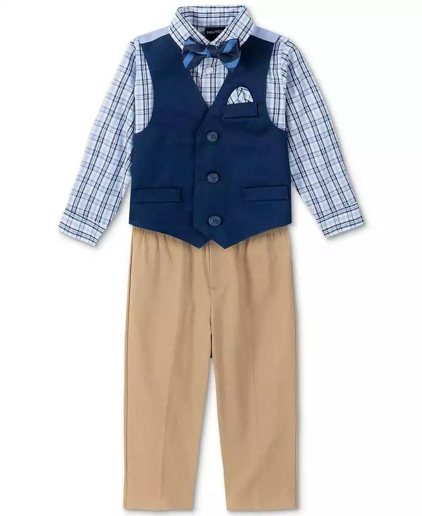 商品Nautica|Baby Boys Shirt, Solid Twill Vest, Pants & Bowtie Set,价格¥165,第1张图片