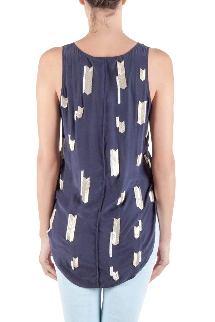商品[二手商品] Derek Lam|Derek Lam 10 Crosby Midnight Blue Embellsihed Silk Sleeveless High Low Top M,价格¥820,第3张图片详细描述