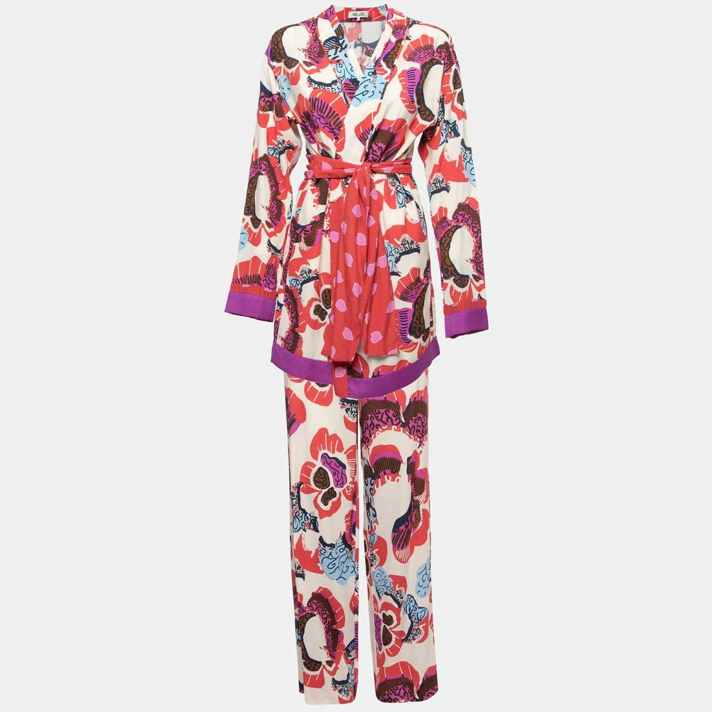 商品[二手商品] Diane von Furstenberg|Diane von Furstenberg Multicolor Printed Crepe Kimono Top and Pant Set S,价格¥1422,第1张图片