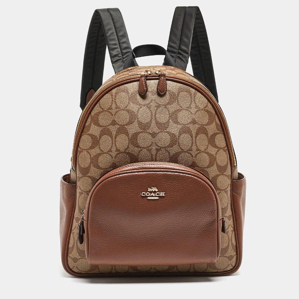 商品Coach|Coach Brown/Beige Signature Coated Canvas and Leather Court Backpack,价格¥3807,第1张图片