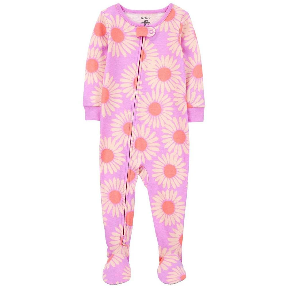 商品Carter's|Baby Girls One Piece Sunflower 100% Snug Fit Cotton Footie Pajamas,价格¥131,第1张图片