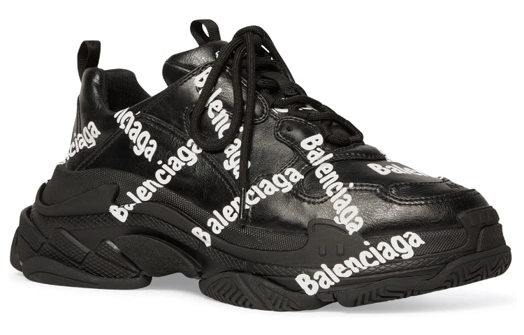 商品[国内直发] Balenciaga|巴黎世家 Triple S 厚底系带 老爹鞋 男款 黑白色,价格¥7195,第4张图片详细描述