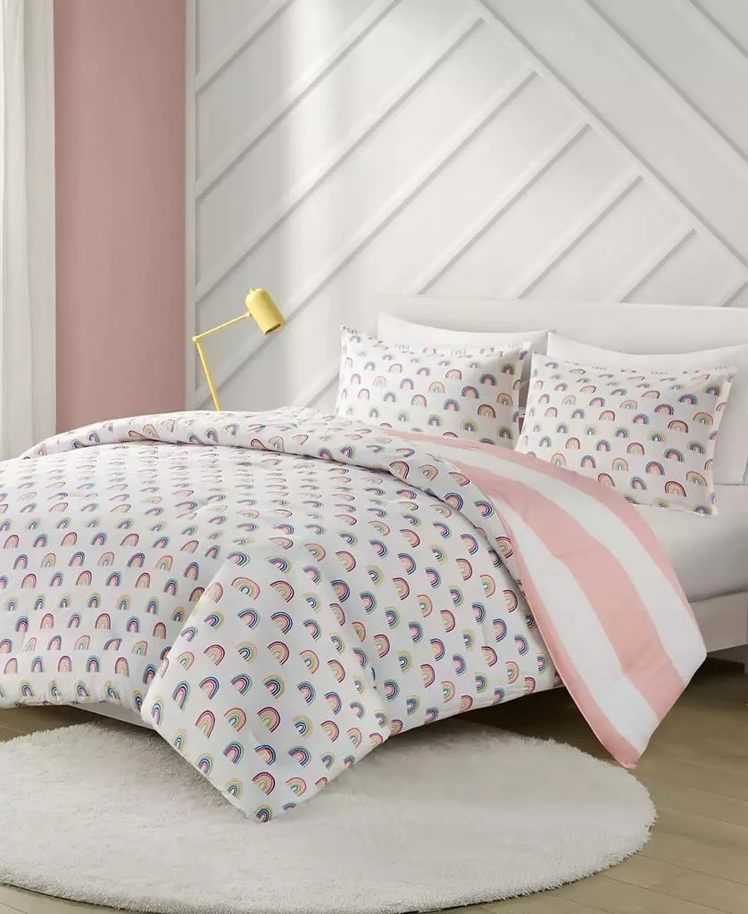 CLOSEOUT! Sammie Cotton Cabana Stripe Reversible 3-Piece Comforter Set with Rainbow Reverse 商品