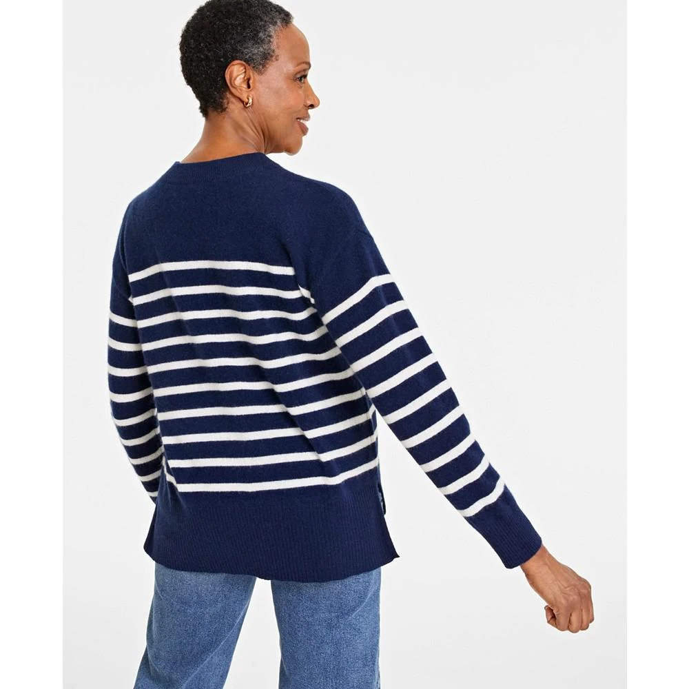 商品Charter Club|Women's 100% Cashmere Striped Drop-Hem Sweater, Created for Macy's,价格¥1134,第2张图片详细描述