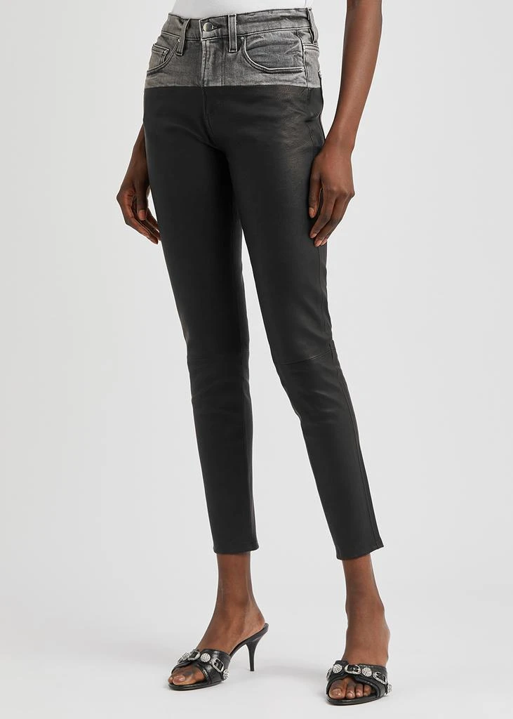 商品AMIRI|Black panelled leather skinny jeans,价格¥8415,第2张图片详细描述