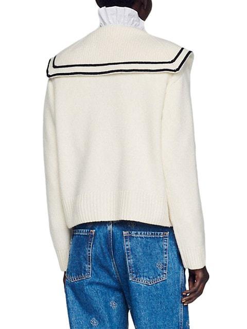 商品Sandro|Williams Wool Bib-Collar Cropped Sweater,价格¥2060,第5张图片详细描述