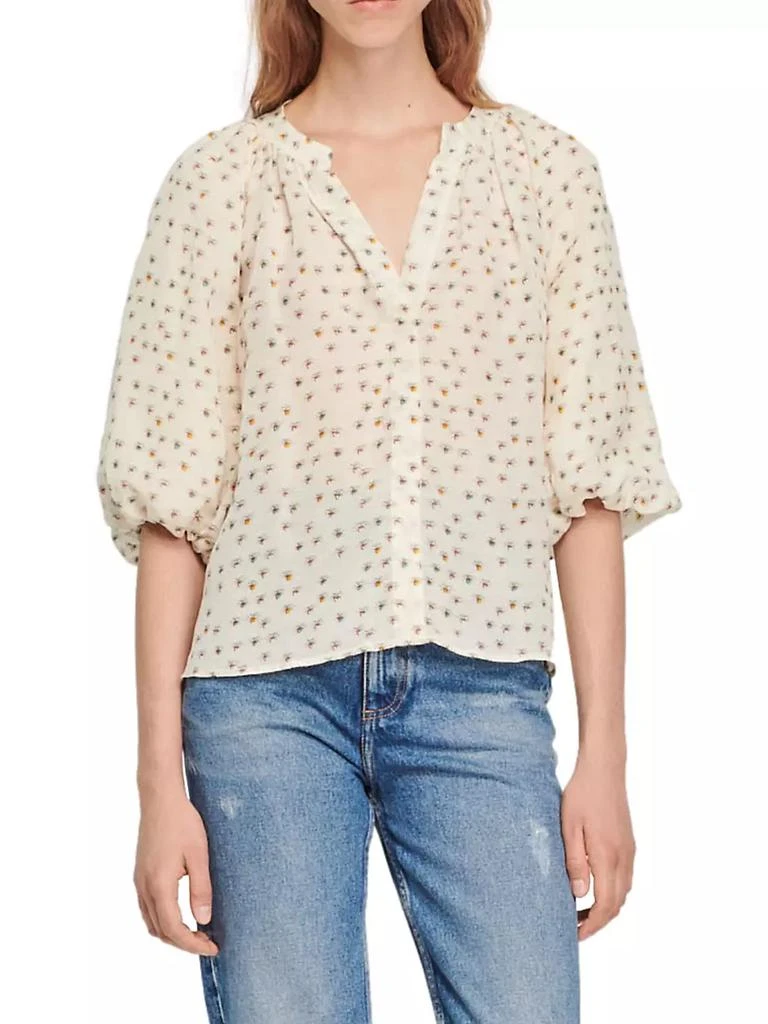 商品Sandro|Bluebird Loose-Fit Floral Top,价格¥1107,第1张图片