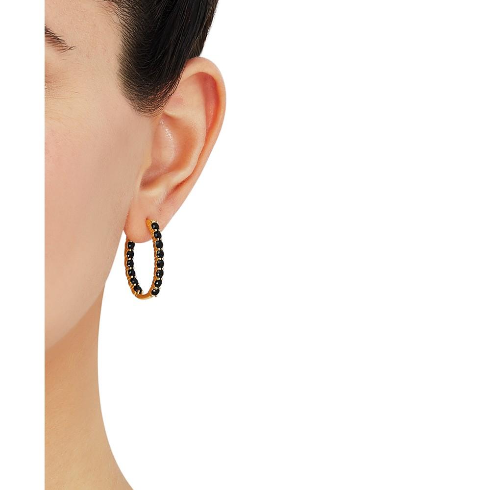 Onyx In & Out Oval Hoop Earrings in 14k Gold-Plated Sterling Silver, 0.5"商品第2张图片规格展示