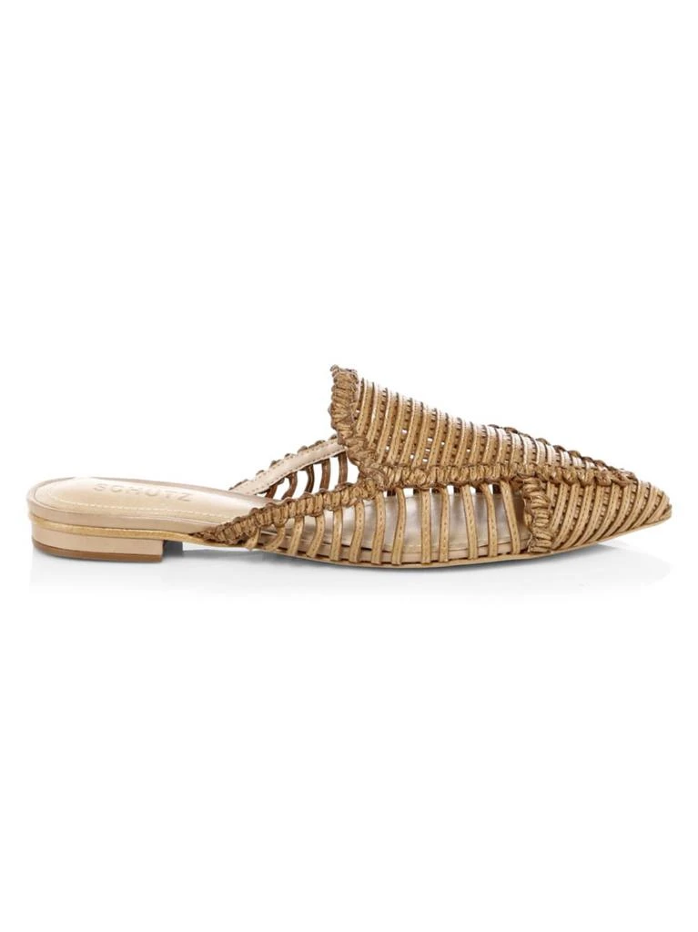 商品Schutz|Leather Basket Weave Mules,价格¥672,第1张图片