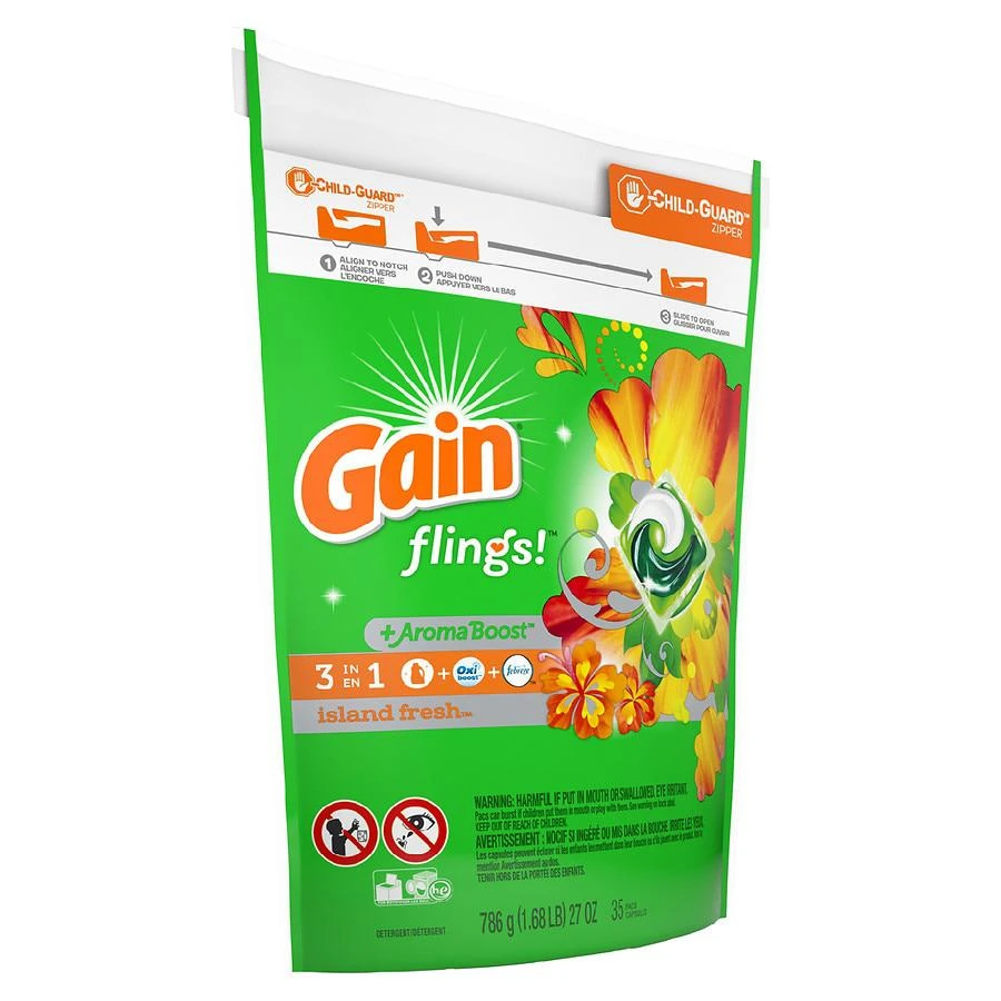 商品Gain|Flings Laundry Detergent Pacs Island Fresh,价格¥104,第3张图片详细描述