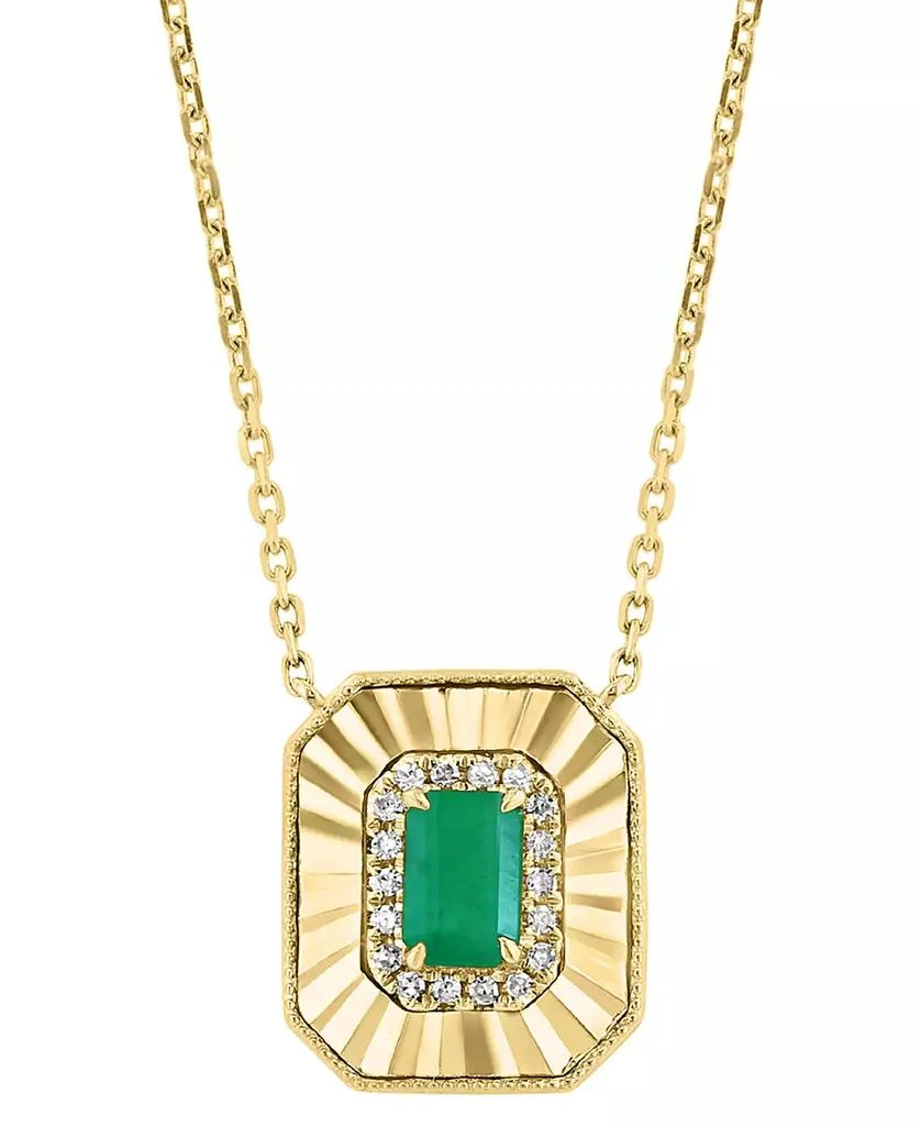 商品Effy|EFFY® Sapphire (5/8 ct. t.w.) & Diamond (1/10 ct. t.w.) Octagon Disc Pendant Necklace in 14k Gold, 17-1/4" + 3/4" extender (Also available in Emerald),价格¥7524,第3张图片详细描述