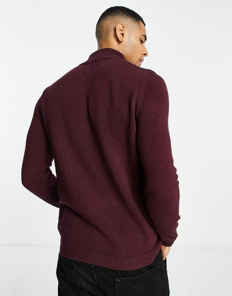 商品ASOS|ASOS DESIGN midweight half zip cotton jumper in burgundy,价格¥139,第2张图片详细描述