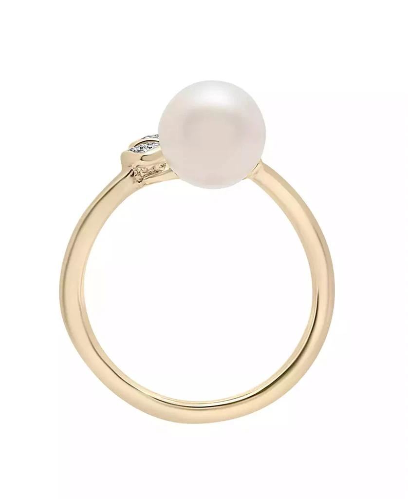商品Macy's|Cultured Freshwater Pearl (8mm) & Diamond (1/10ct. tw.) Flower Ring  in 14K Yellow Gold,价格¥3063,第3张图片详细描述