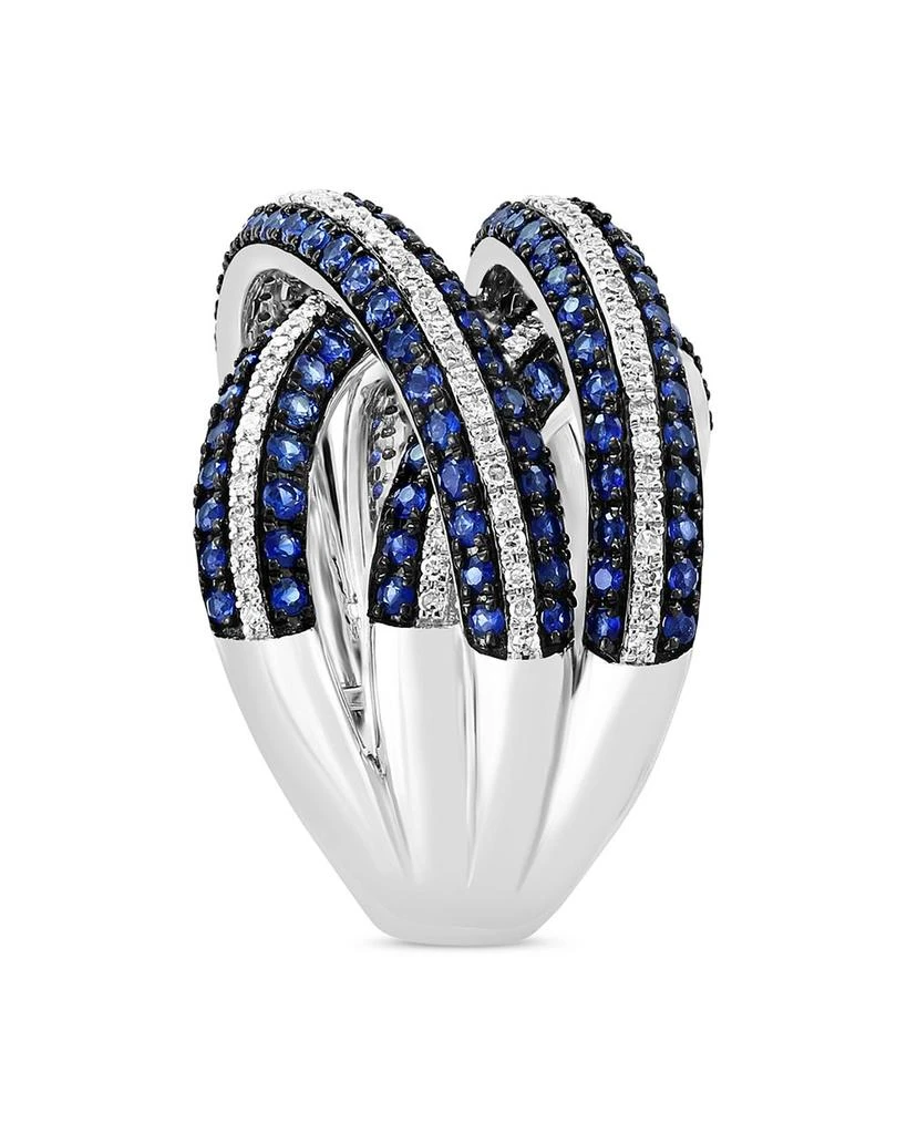 Blue Sapphire & Diamond Crossover Ring in 14K White Gold 商品