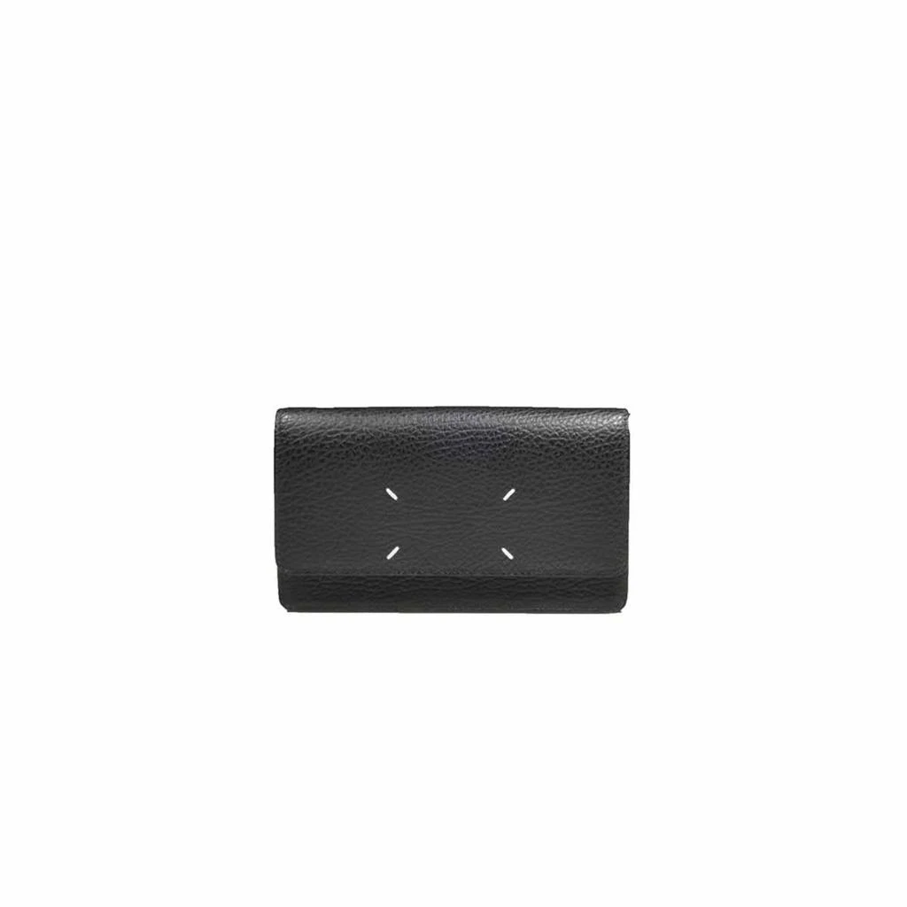 商品MAISON MARGIELA|MAISON MARGIELA Black grained leather shoulder wallet purse Maison Margiela,价格¥5372,第1张图片