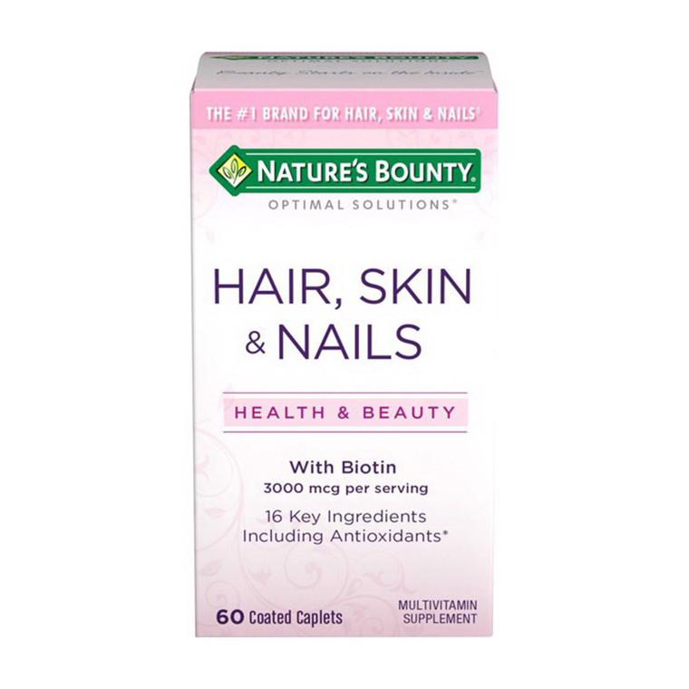 Natures Bounty Skin, Hair And Nails Multivitamin Caplets With Biotin, 60 Ea商品第1张图片规格展示