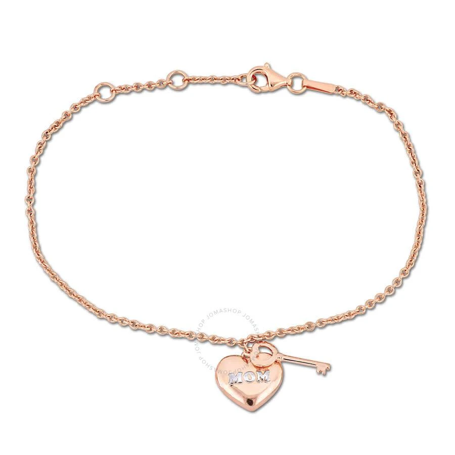 商品Amour|Mom Heart & Key Charm Bracelet in 18k Rose Plated Sterling Silver,价格¥395,第1张图片