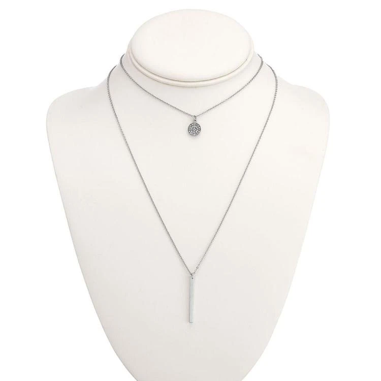 商品INC International|I.N.C. Silver-Tone Pavé Double Layer Pendant Necklace, Created for Macy's,价格¥187,第2张图片详细描述