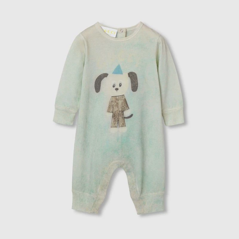 商品Gucci|【预售3-5天】Gucci古驰婴儿深蓝色科技平纹针织婴儿裤,价格¥2167,第1张图片