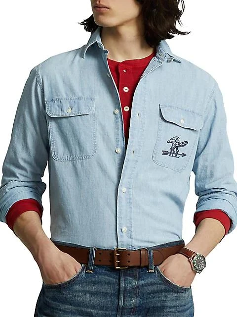 商品Ralph Lauren|Chambray Long-Sleeve Sport Shirt,价格¥554,第3张图片详细描述