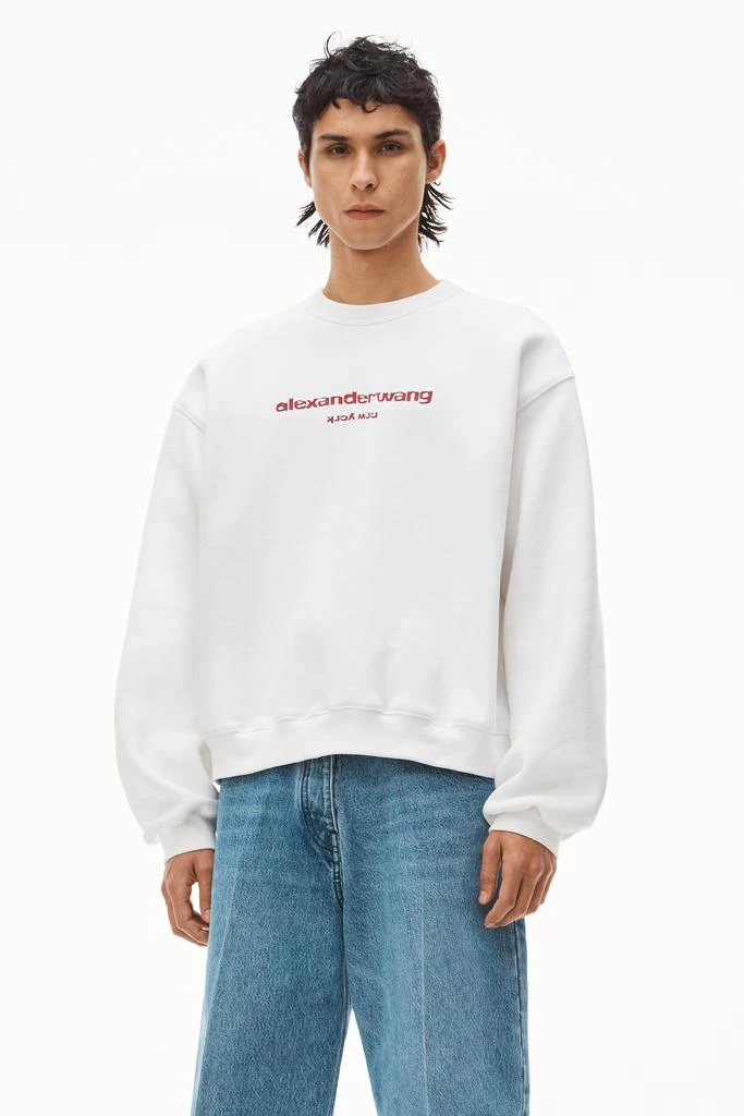 商品Alexander Wang|LOGO CREWNECK SWEATSHIRT IN DENSE FLEECE,价格¥1417,第4张图片详细描述