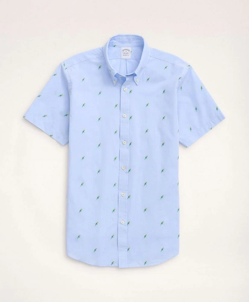 商品Brooks Brothers|Regent Regular-Fit Short-Sleeve Sport Shirt, Jacquard Bird Motif,价格¥399,第1张图片
